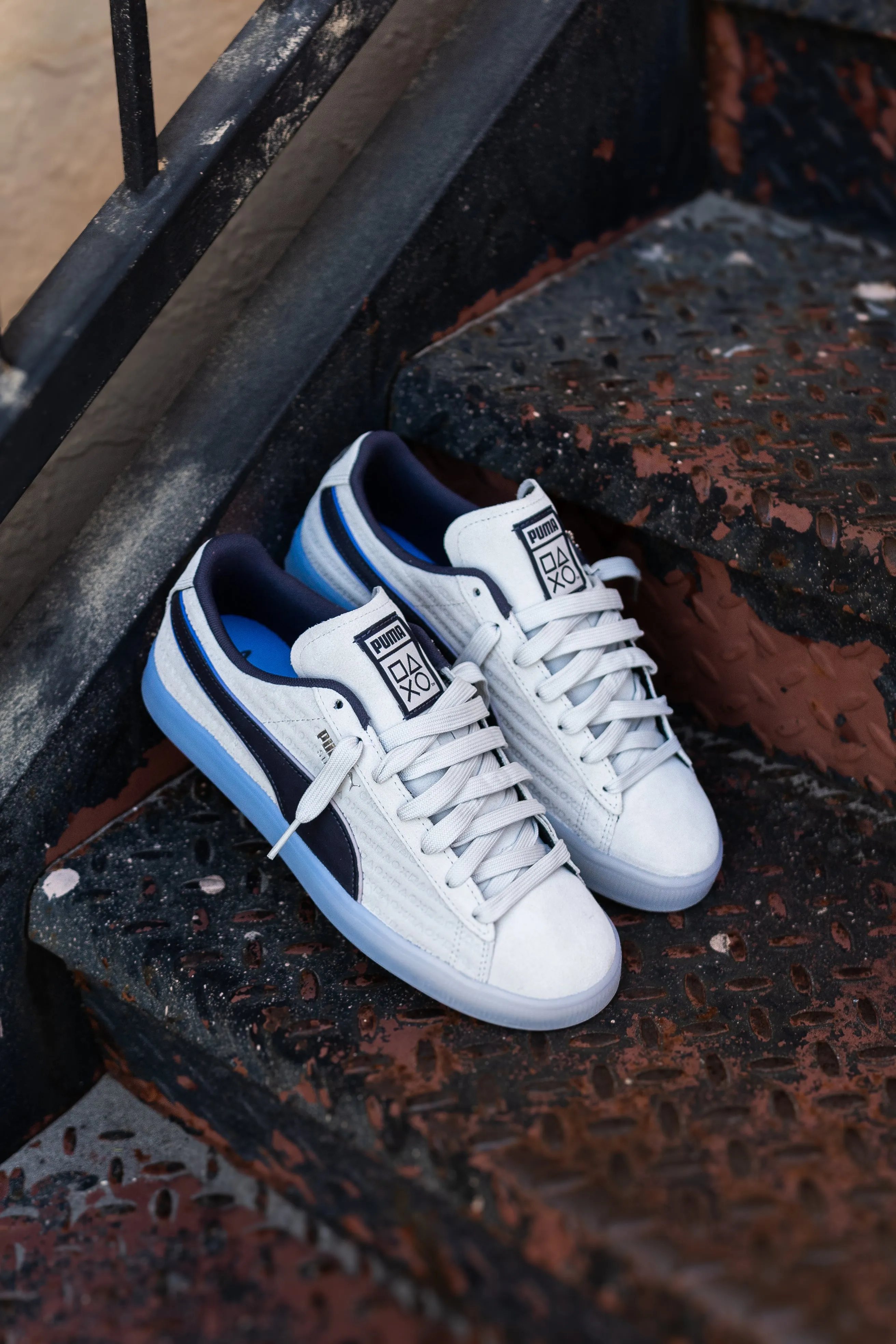 Men's Puma x Playstation Suede (Glacial Gray/ New Navy)