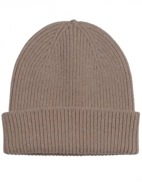 Merino Wool Beanie Hat - Warm Taupe