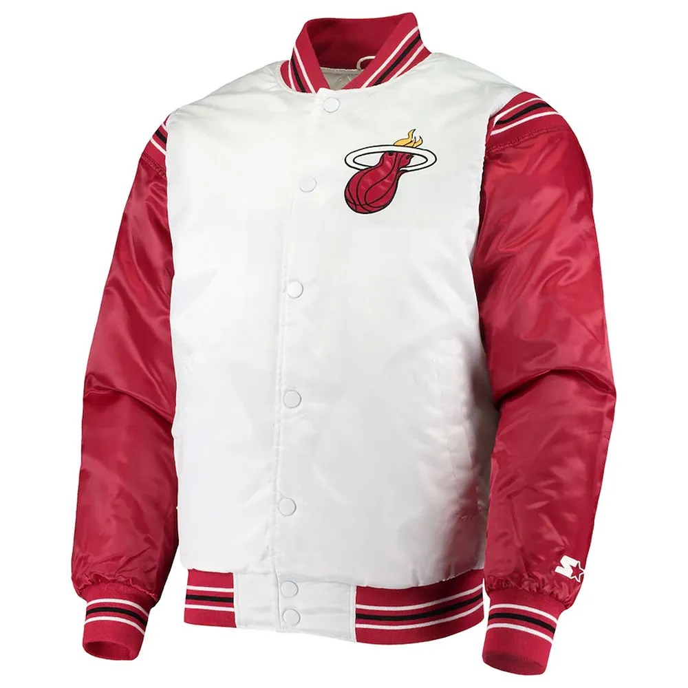 Miami Heat Renegade White/Red Varsity Satin Jacket