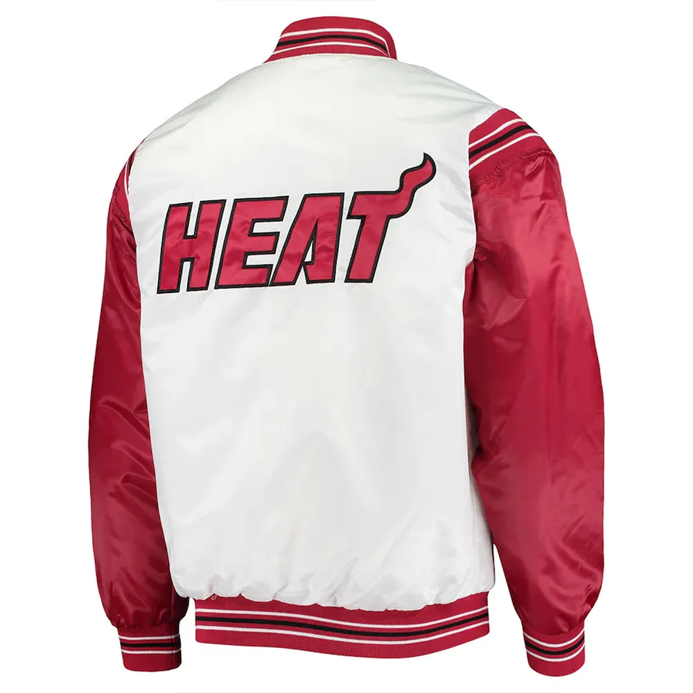 Miami Heat Renegade White/Red Varsity Satin Jacket