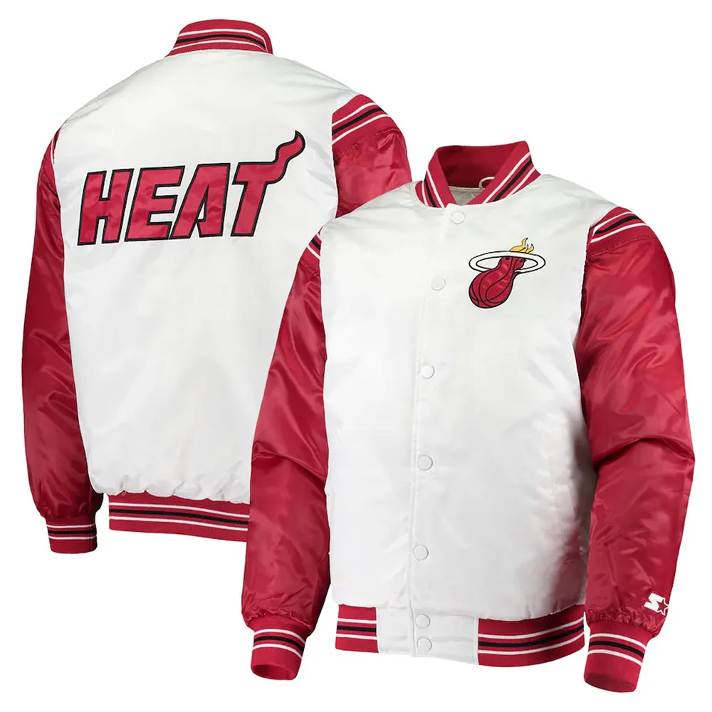 Miami Heat Renegade White/Red Varsity Satin Jacket