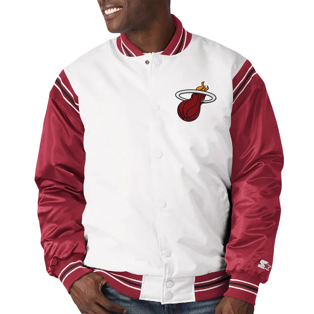 Miami Heat Renegade White/Red Varsity Satin Jacket