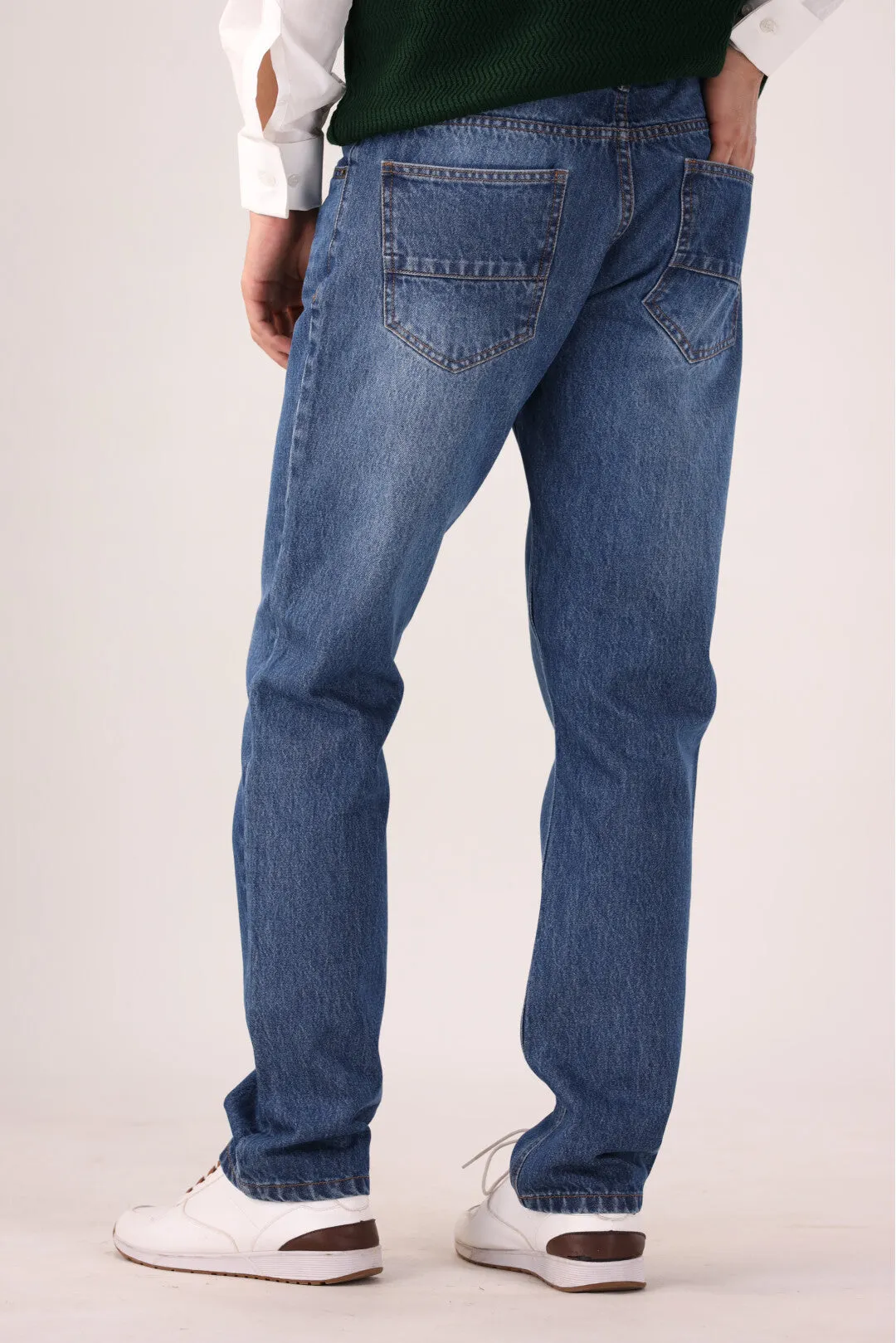 Mid Blue Straight Fit Jeans