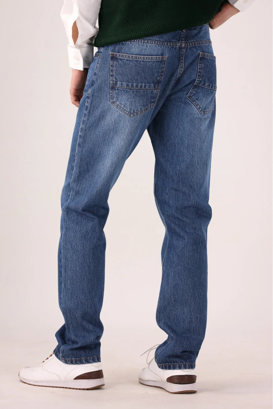 Mid Blue Straight Fit Jeans