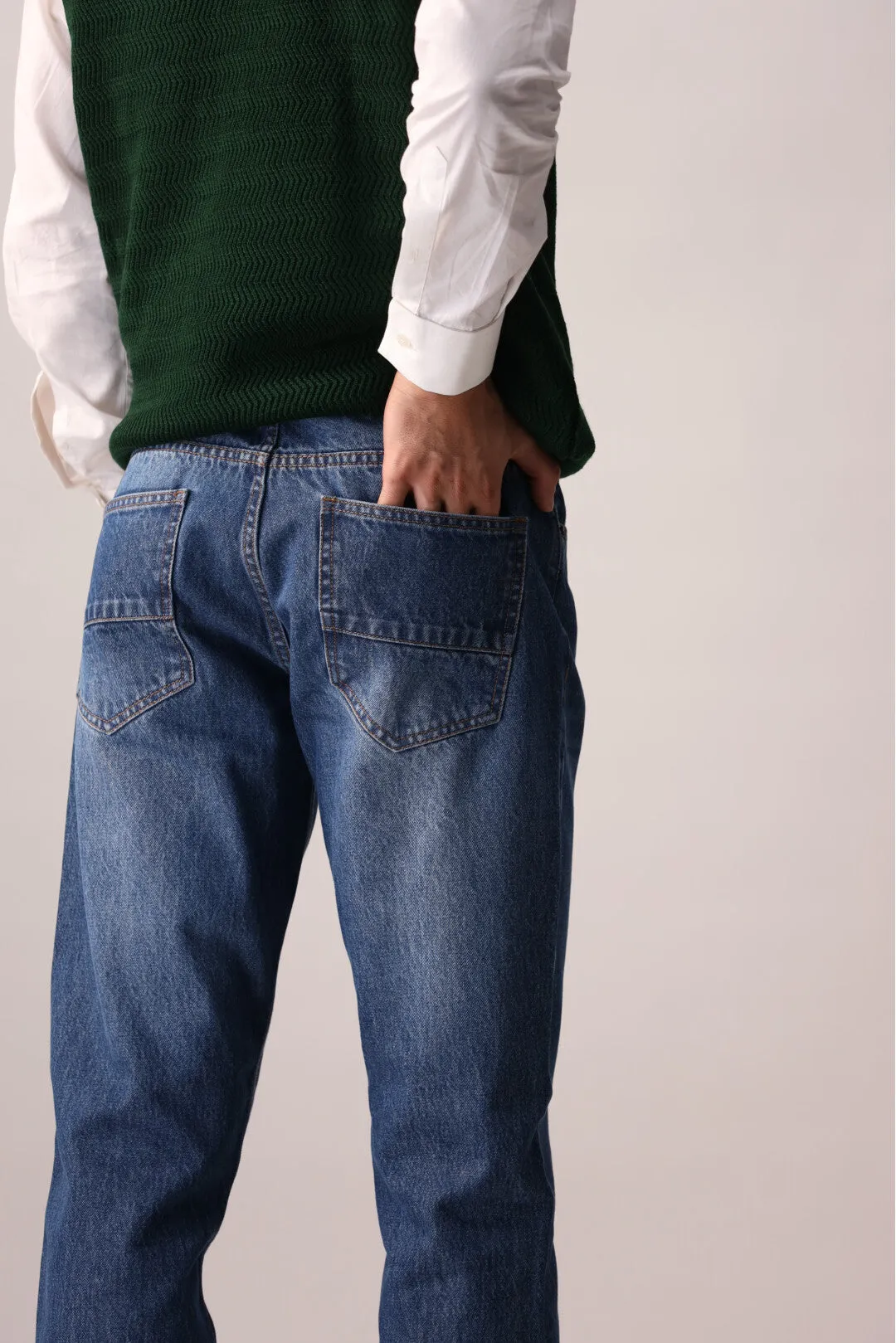 Mid Blue Straight Fit Jeans