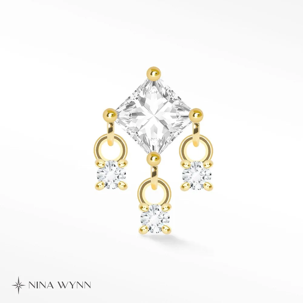 Moissanite Flat Back Earring 14k Yellow