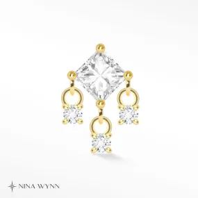 Moissanite Flat Back Earring 14k Yellow