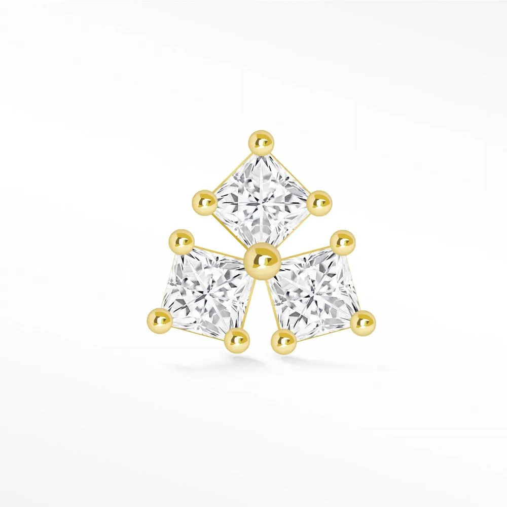 Moissanite Flat Back Earring Michelle 14k Yellow