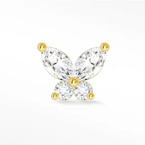 Moissanite Flat Back Earring Small Butterly 14k Yellow