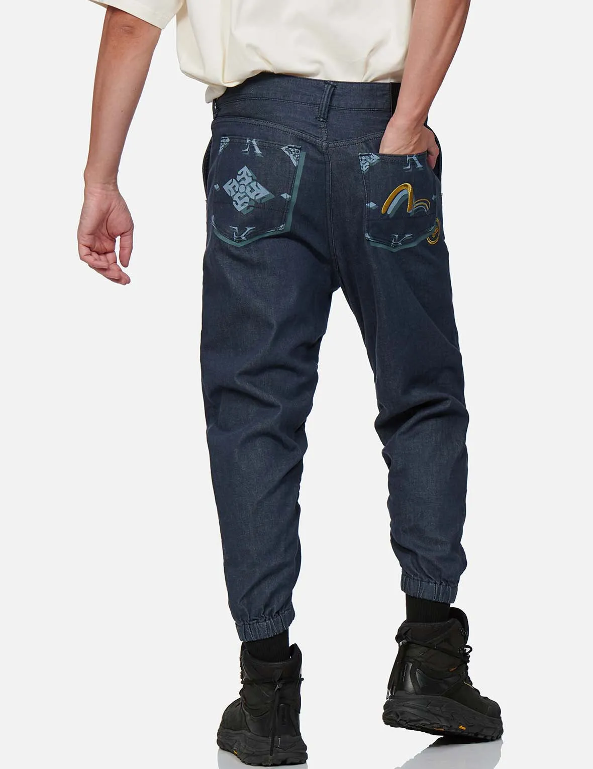 Monogram Discharge Print 3D Jogger Jeans