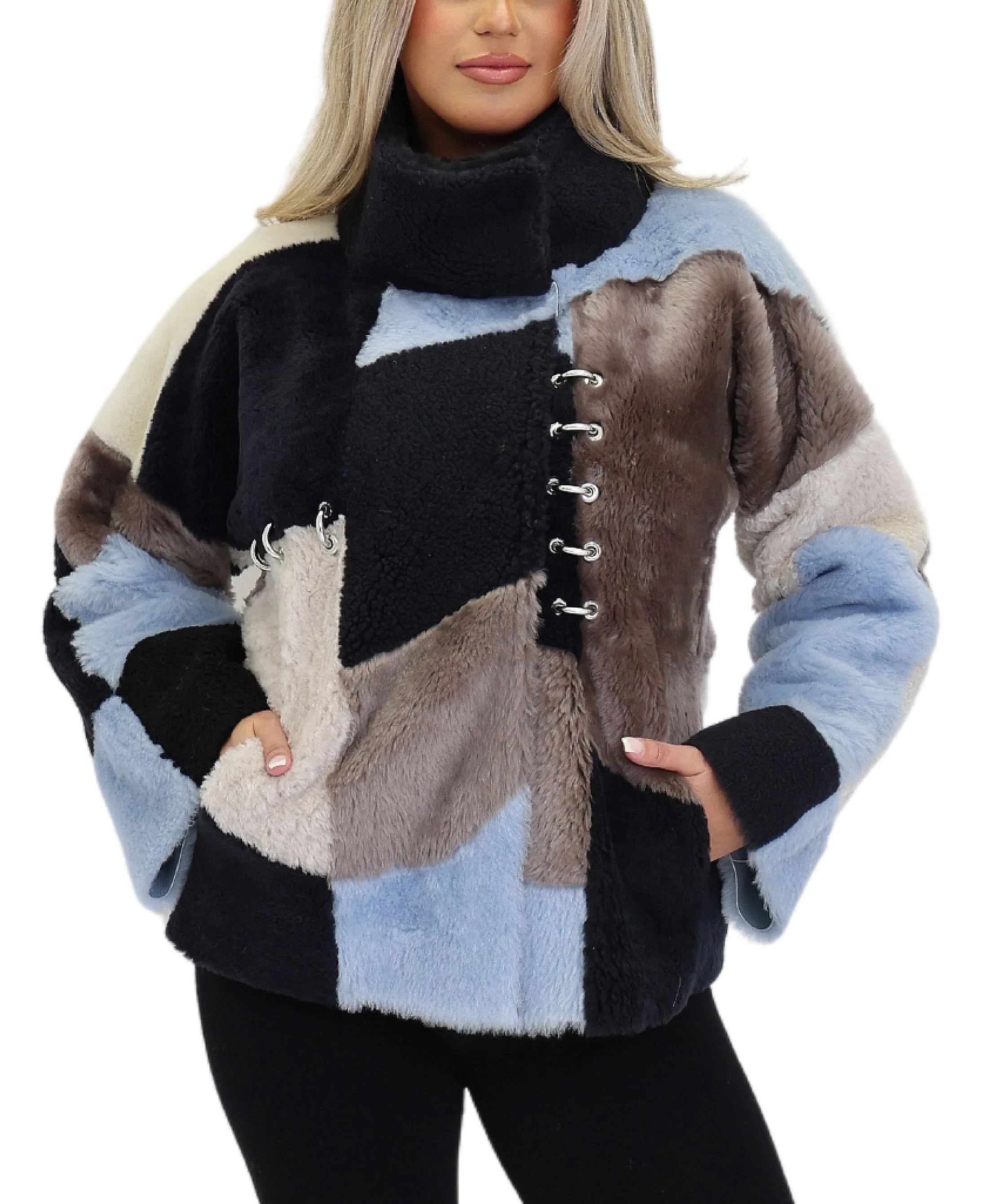 Multi Media Shearling Jacket w/ Rings