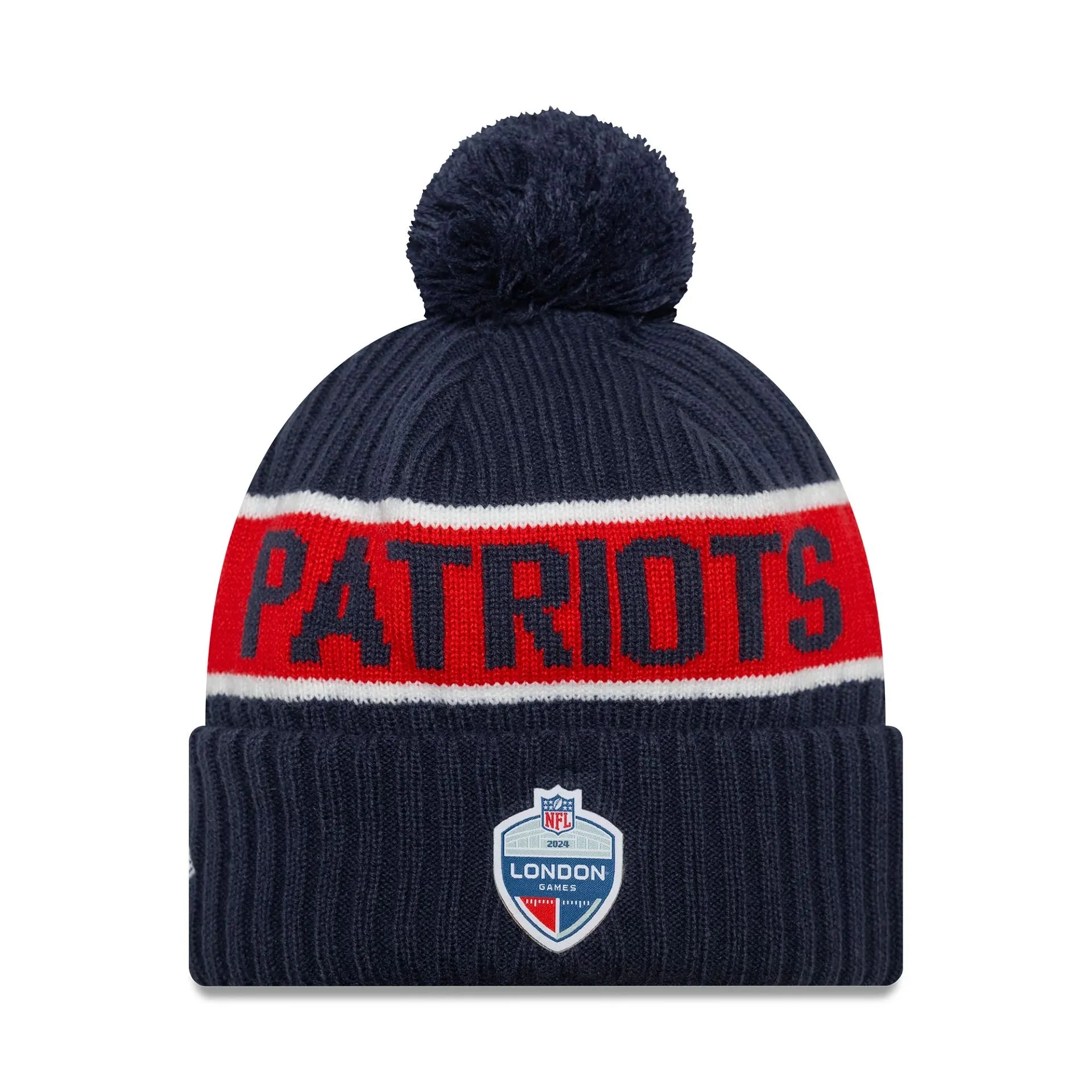 New England Patriots NFL International Series Games London 2024 Navy Sportknit Beanie Hat