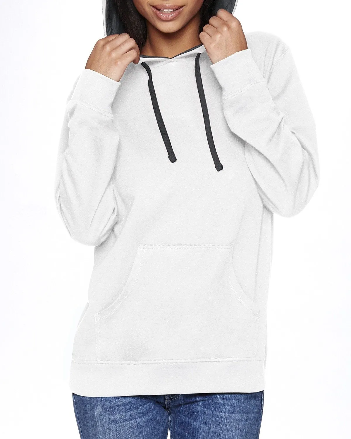 Next Level French Terry Pullover Hoody 9301 White/ Heather Gray