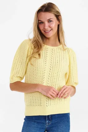 Numph Cotton Short Knit Lemon Yellow