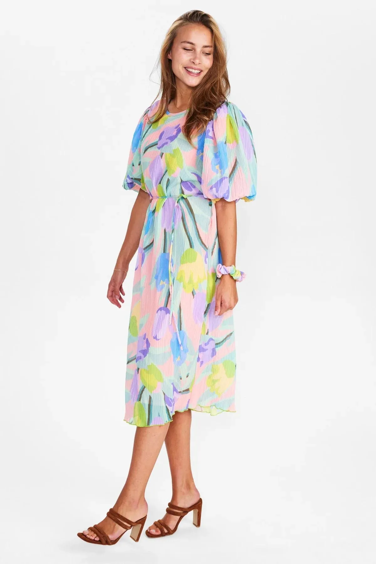 Numph Plisse Printed Midi Dress Multi