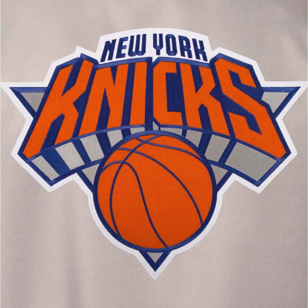 NY Knicks Gray and Royal Varsity Poly Twill Jacket