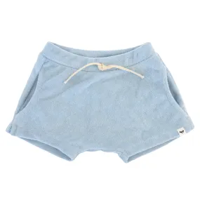 oh baby! Cotton Terry Pocket Drawstring Baby Shorts - Sky Blue