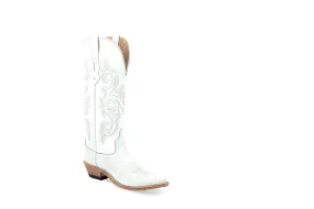 Old West Womens White Leather Cowboy Boots 6 B