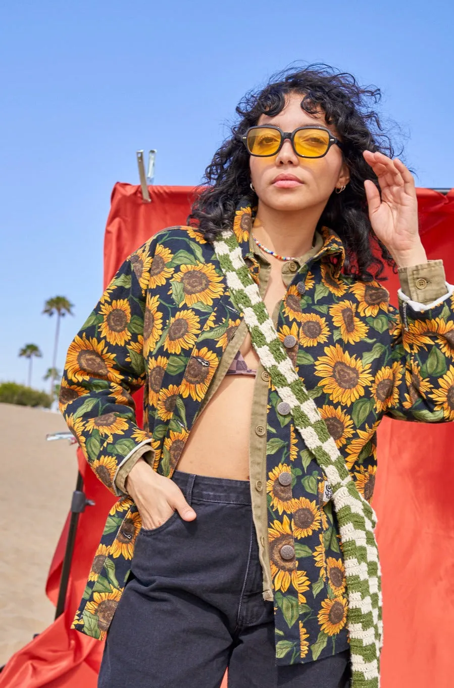 Olly - Twill Jacket in Sunflower Print