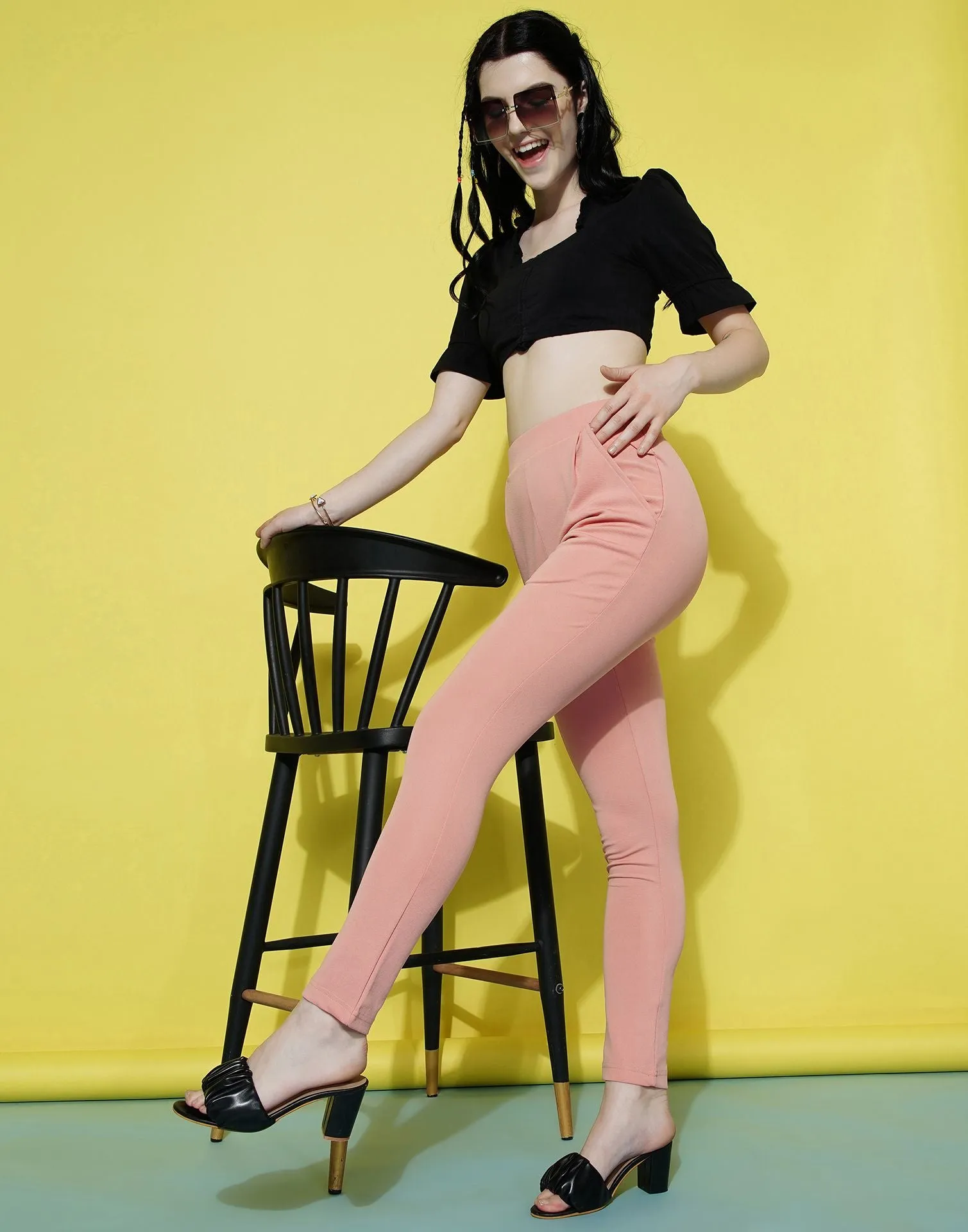 Peach Leggings Fit Pant