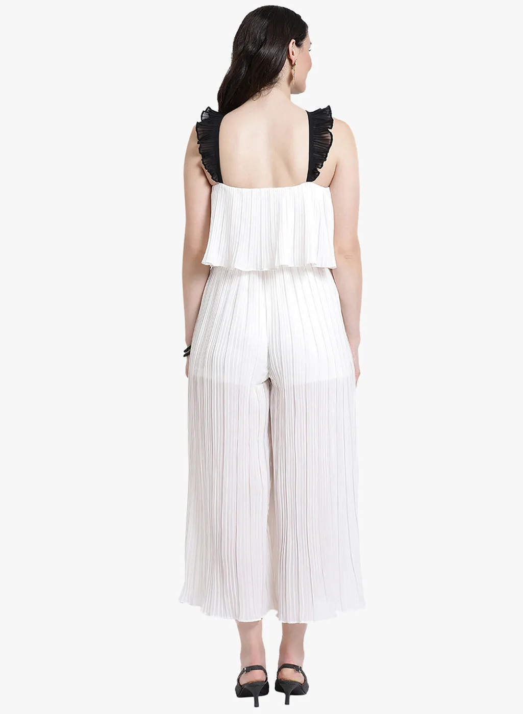 Pleated Ruffle Straps Jumpsuit