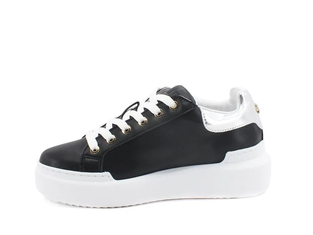 POLLINI Sneaker Retro Logo Strass Black Argento SA15034G0DXB100A