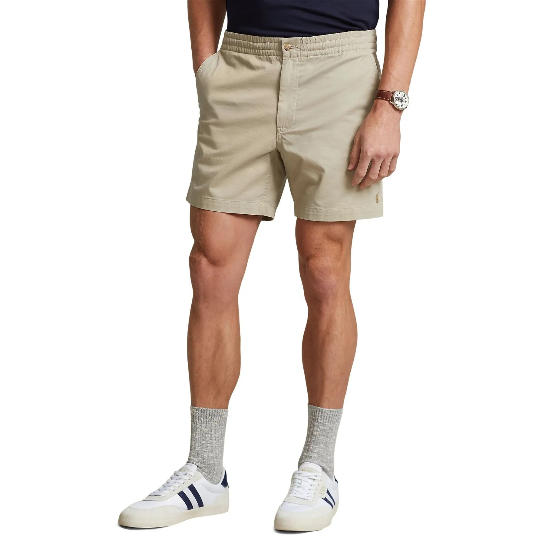 Polo Golf Classic Fit Cotton Knit Prepster Shorts Khaki Tan - SU24