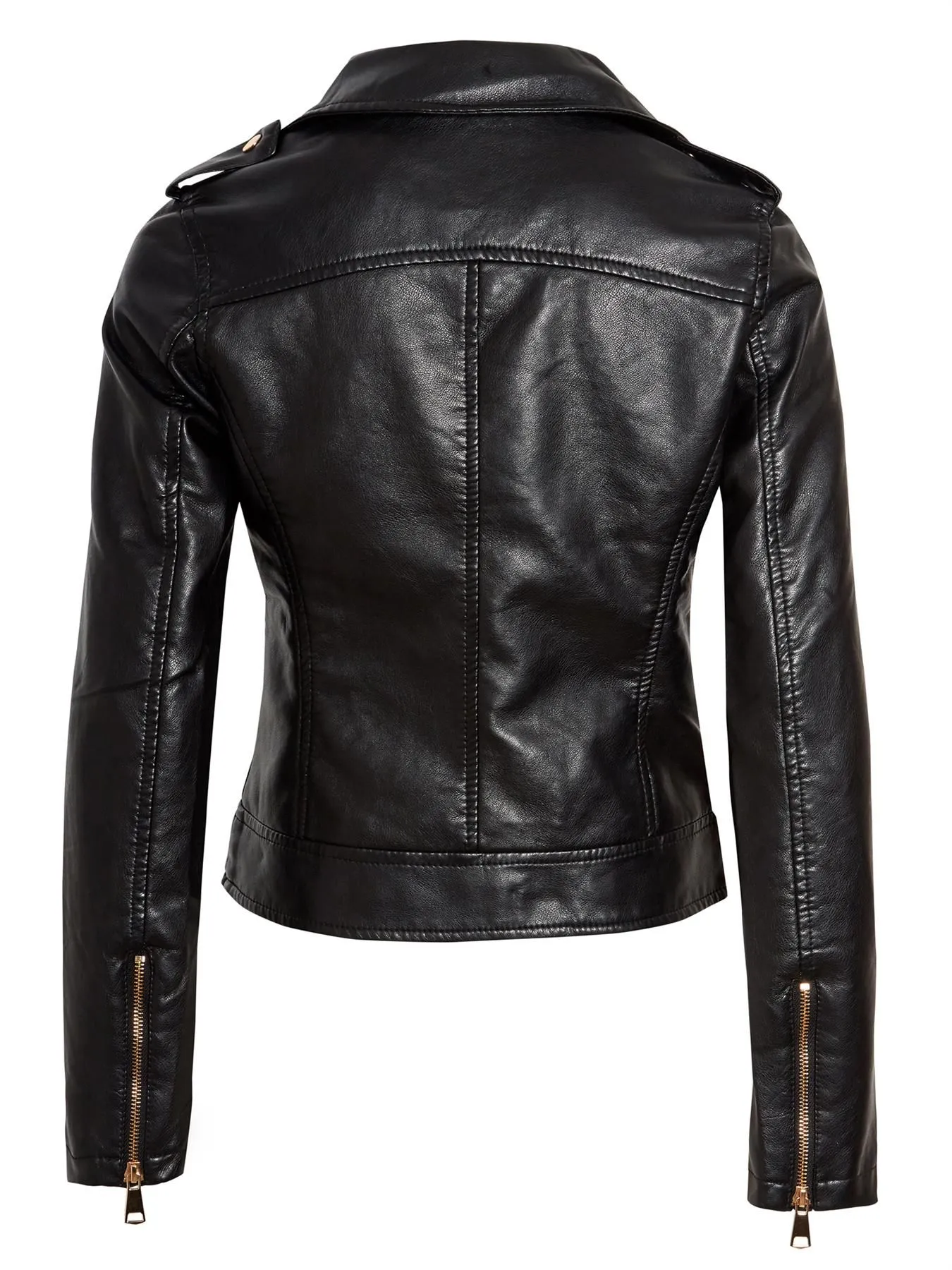 Premium Faux leather Biker Jacket, Black, UK Sizes 8 to 14