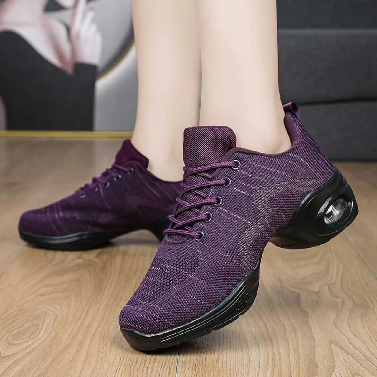 Purple flyknit stripe pattern texture casual shoe sneaker