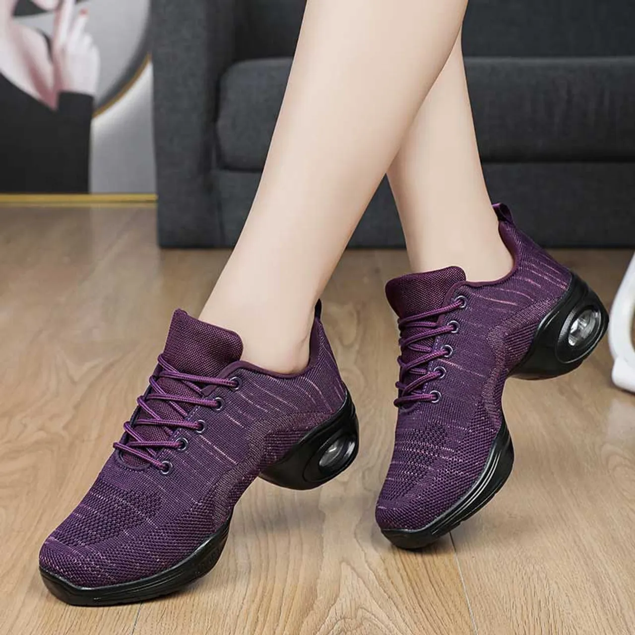 Purple flyknit stripe pattern texture casual shoe sneaker