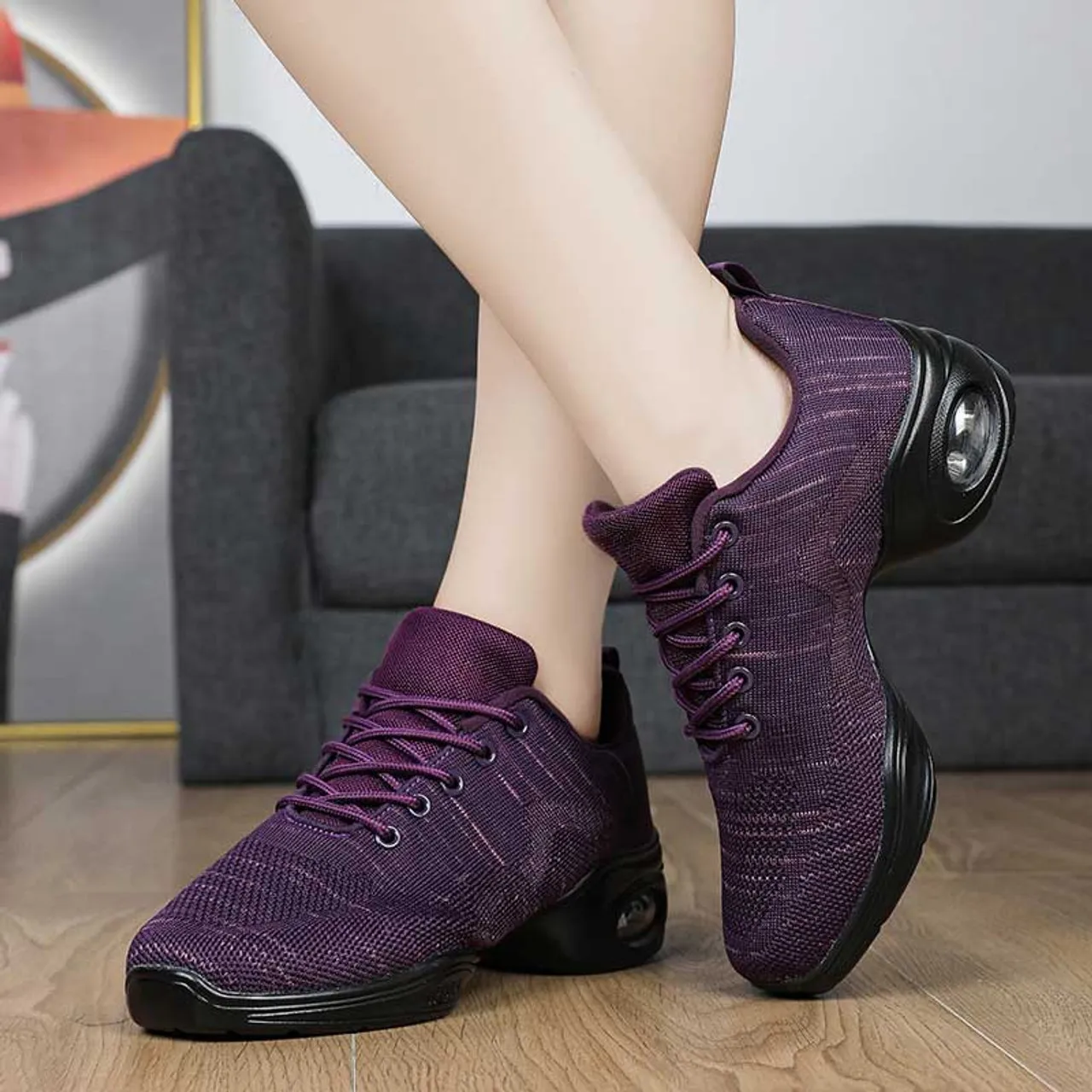 Purple flyknit stripe pattern texture casual shoe sneaker