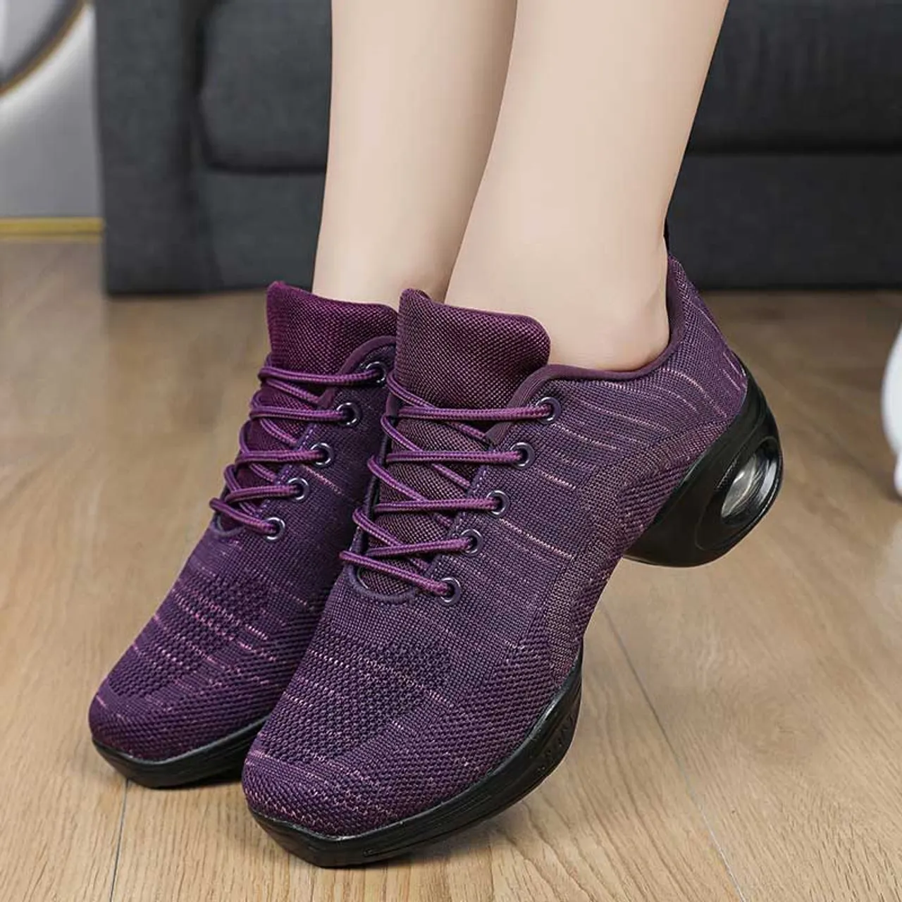 Purple flyknit stripe pattern texture casual shoe sneaker