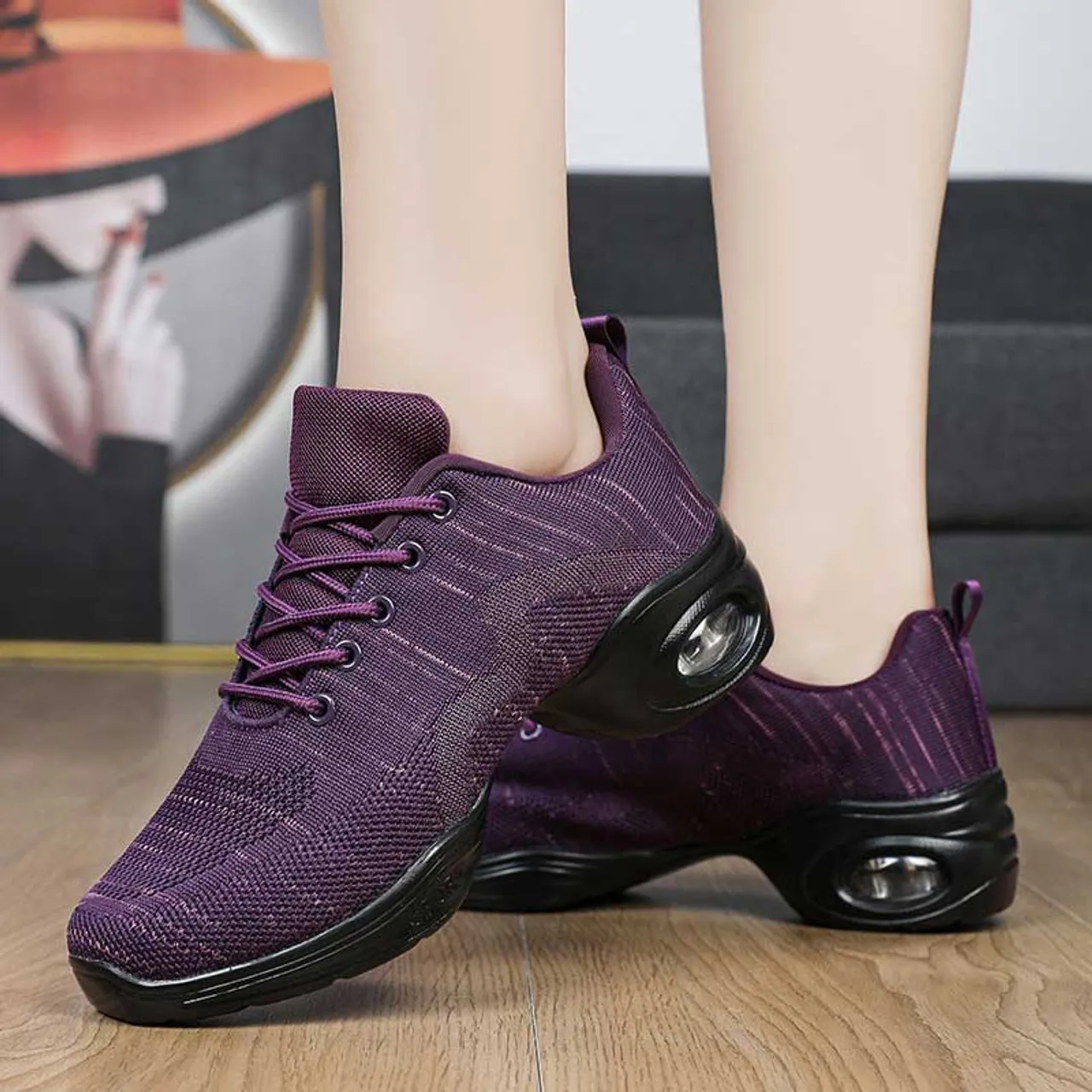 Purple flyknit stripe pattern texture casual shoe sneaker