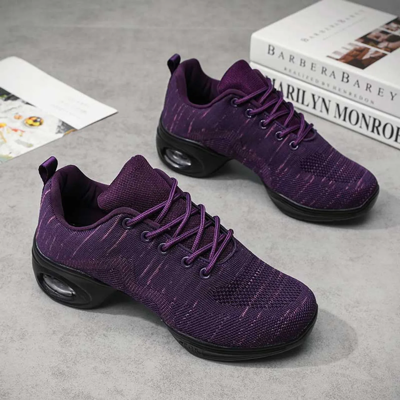 Purple flyknit stripe pattern texture casual shoe sneaker