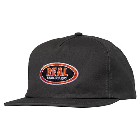 Real Oval Embroidered Snapback Hat Charcoal