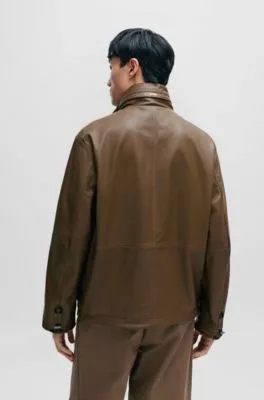 Relaxed-fit jacket in lamb leather with inside pockets