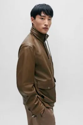 Relaxed-fit jacket in lamb leather with inside pockets