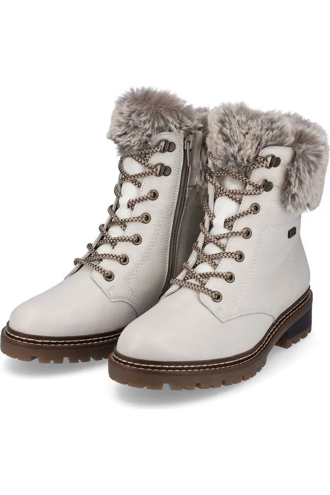 Remonte D0B74-80 ladies white waterproof boot