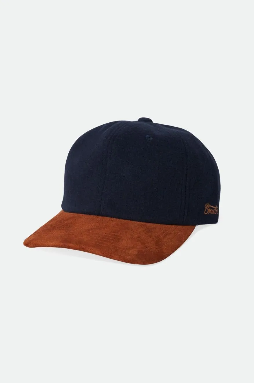 Reserve Melton Wool Adjustable Hat - Washed Navy/Light Brown