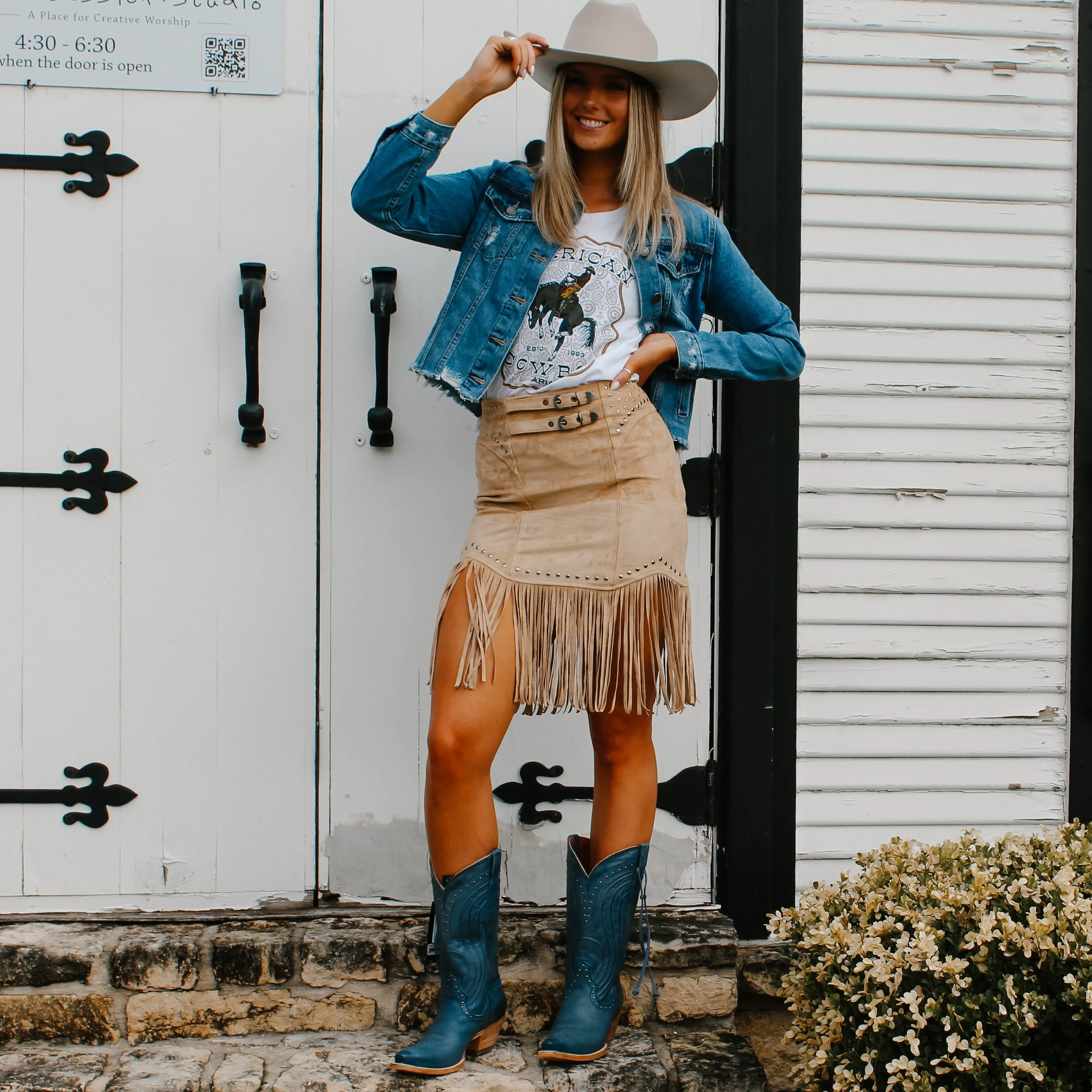 Rock&Roll Studded Fringe Skirt