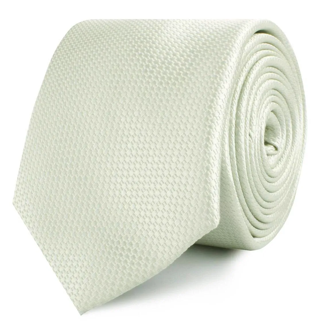 Sage Green Basket Weave Skinny Tie