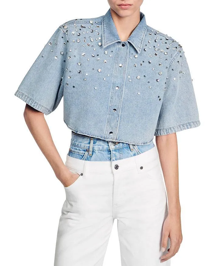 sandro  |Casual Style Denim Cotton Shirts & Blouses