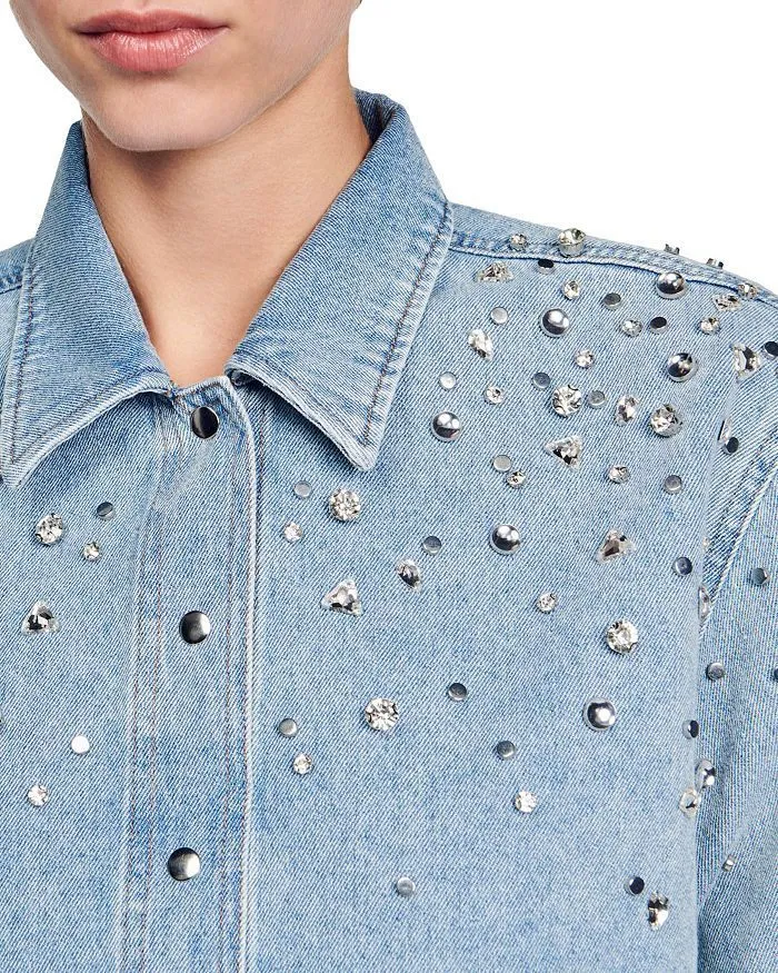 sandro  |Casual Style Denim Cotton Shirts & Blouses