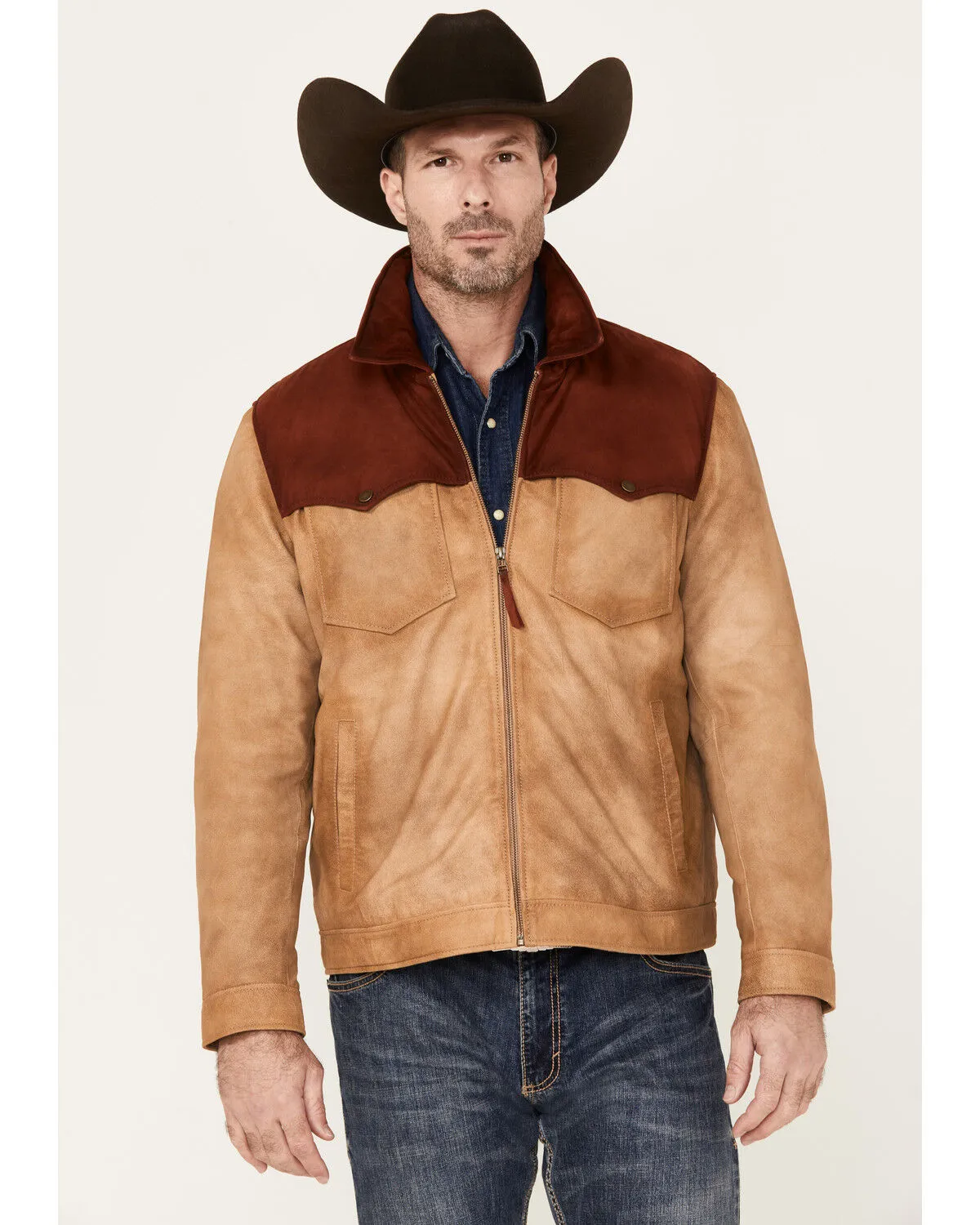 Scully Men's Burnished Suede Color Block Jacket