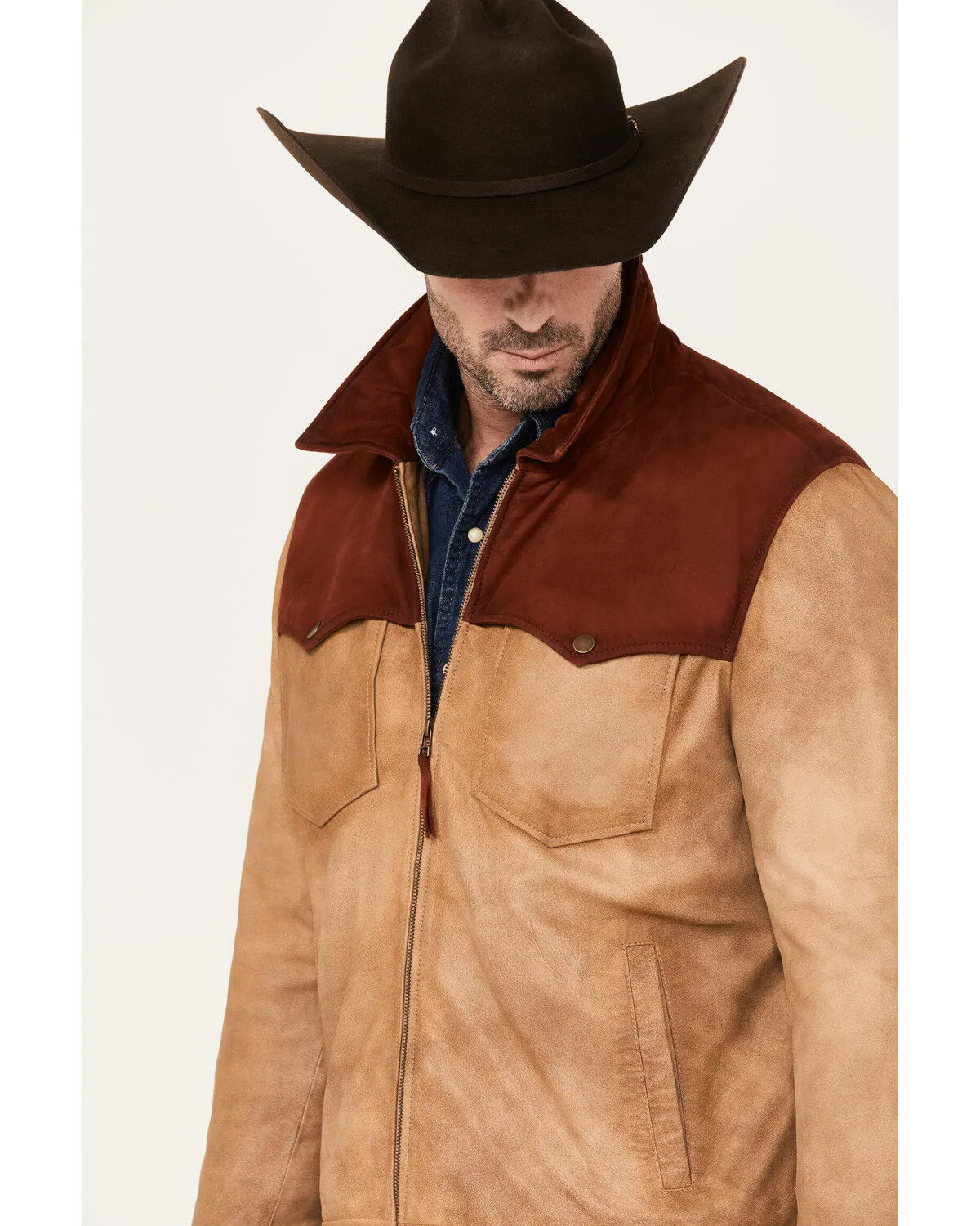 Scully Men's Burnished Suede Color Block Jacket