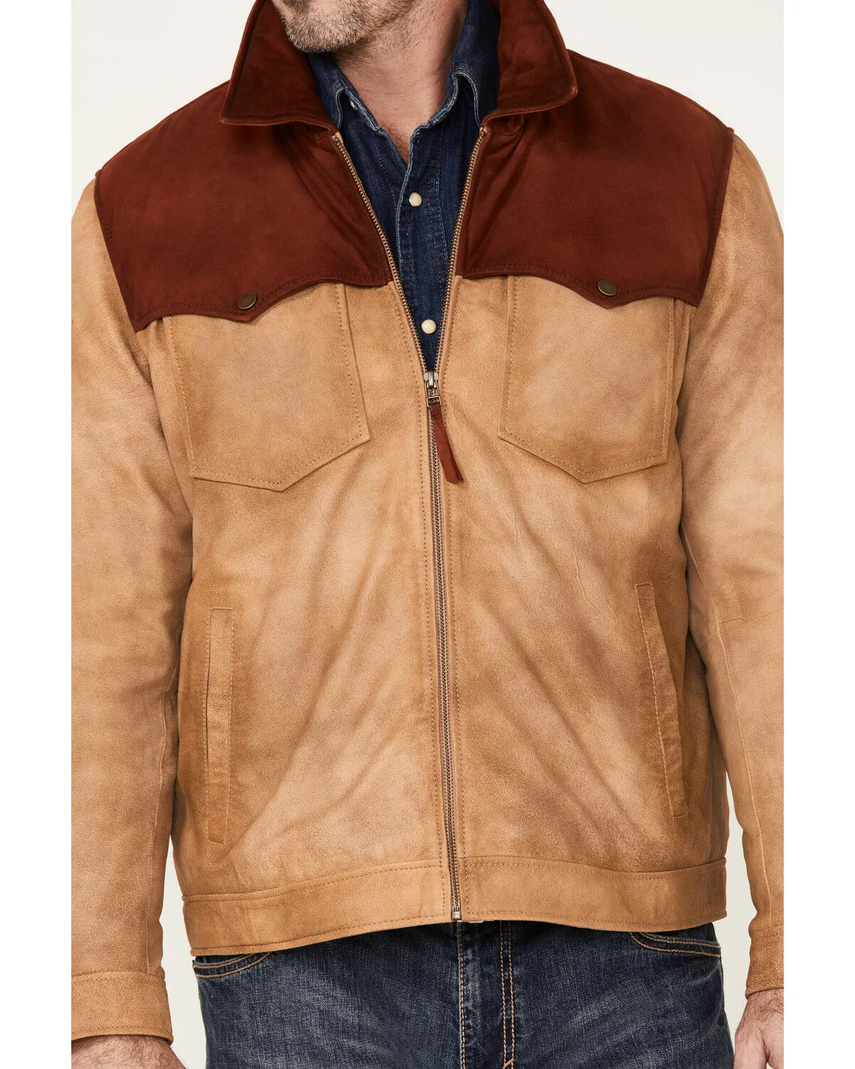 Scully Men's Burnished Suede Color Block Jacket