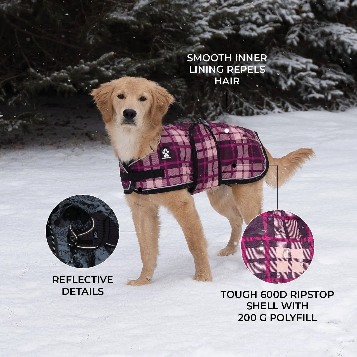 Shedrow K9 - Shedrow K9 Glacier Dog Coat - Potent Purple Plaid: Small