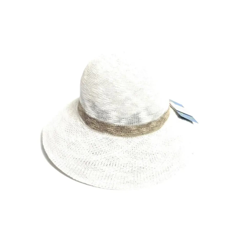 SHIHREEN BRIM HAT WITH STRIPE CREAM