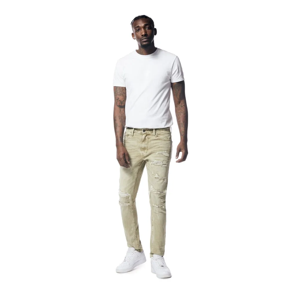 Slim Tapered Rip And Repaired Colored Jeans - Light Oak