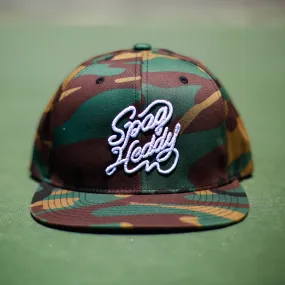 Spaghetti Letters Snapback Baseball Hat Camo